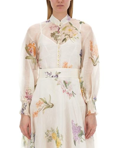 Zimmermann Blouse With Floral Pattern - Natural