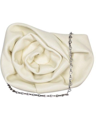 Burberry 3D Rose Chain-Linked Clutch Bag - White