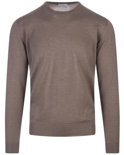 Fedeli Taupe Round Neck Pullover - Brown
