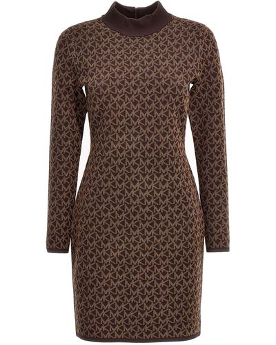 Michael Kors Embroidered Jacquard Dress - Brown