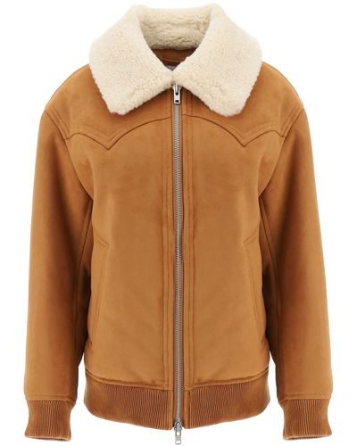 Stand Studio Lillee Eco-Shearling Bomber Jacket - Brown