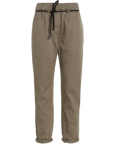 Brunello Cucinelli Leather Belt Trousers - Brown