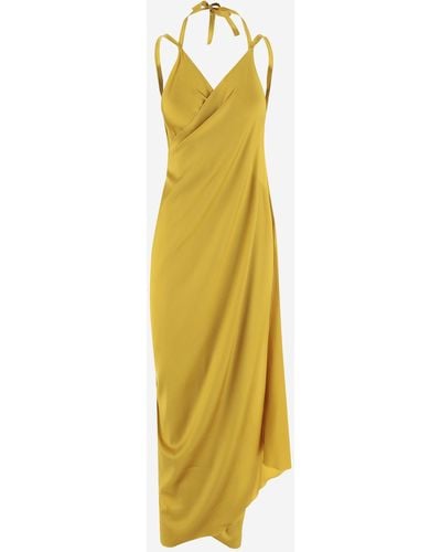 Stephan Janson Stretch Silk Draped Dress - Metallic