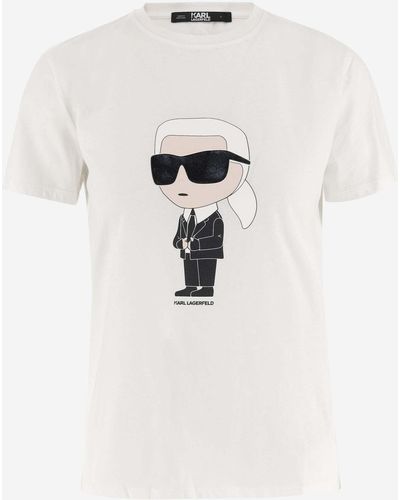 Karl Lagerfeld Cotton T-Shirt With Logo - Natural