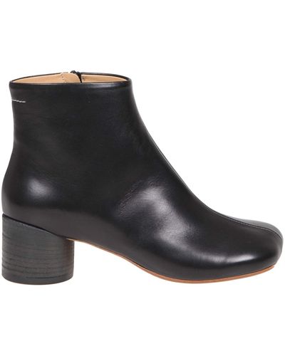 MM6 by Maison Martin Margiela Ankle Boot In Black Color Leather