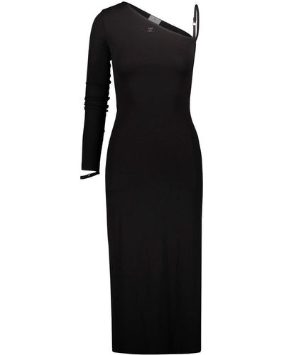 Courreges One Sleeve Lingerie Dress - Black