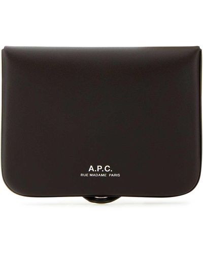 A.P.C. Dark Leather Card Holder - Black