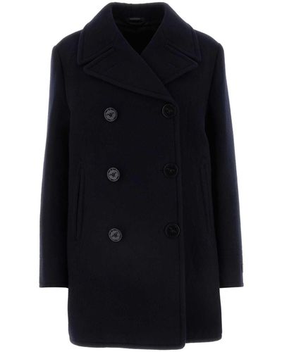 Prada Midnight Blue Wool Blend Coat - Black