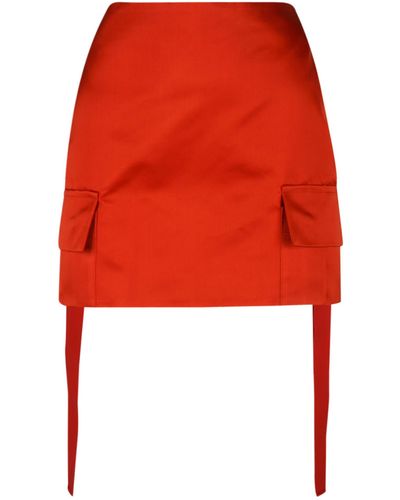 Sacai Rear Zip Side Pocket Short Skirt - Red