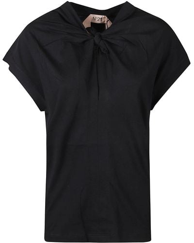 N°21 Logo Patched Wrap Front Top - Black