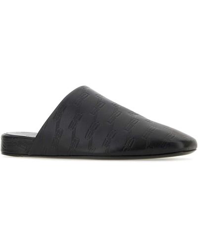 Balenciaga Leather Slippers - Black