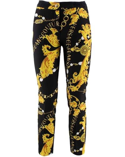 Versace Chain Couture Printed Cropped Pants - Black