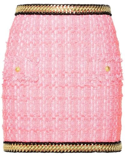 Balmain Pink Cotton Blend Miniskirt