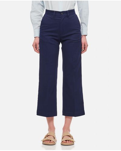 Ralph Lauren Wide Leg Chino Cropped Trousers - Blue