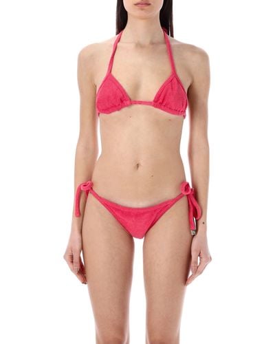 The Attico Terry Cloth Jersey Bikini - Red