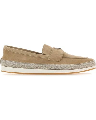 Prada Sand Suede Loafers - Natural