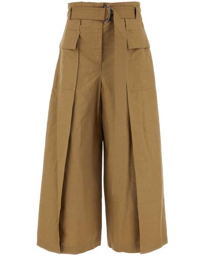 Weekend by Maxmara Cappuccino Cotton Blend Pinide Culotte Pant - Natural
