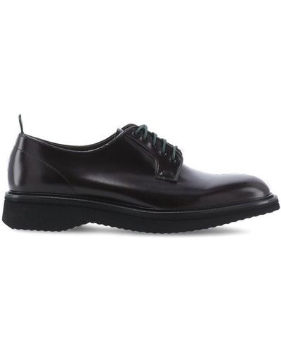 Green George Polished Leather Lace-up Shoes - Black