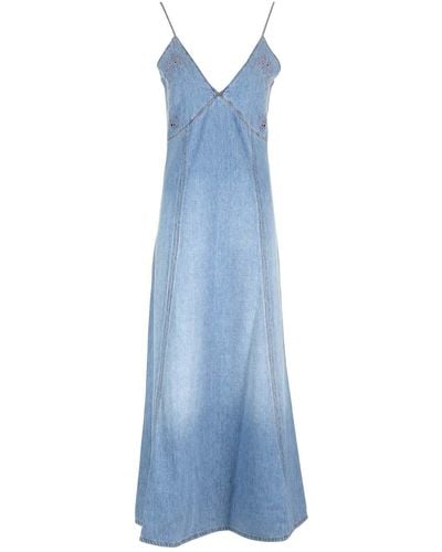 Chloé Denim Effect Midi Dress - Blue
