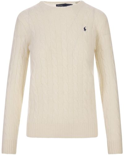 Ralph Lauren Cream Wool And Cashmere Braided Sweater - White
