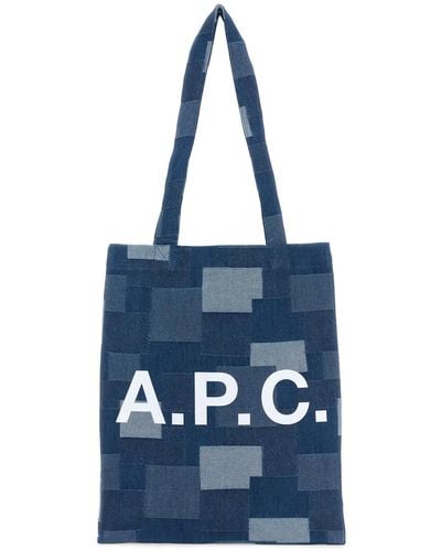 A.P.C. Multicolor Denim Lou Shopping Bag - Blue