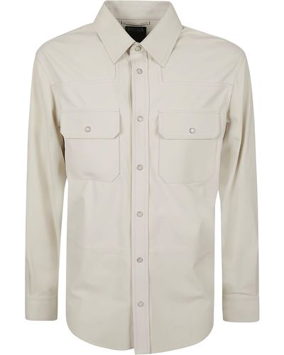 Zegna Round Hem Patched Pocket Buttoned Shirt - White