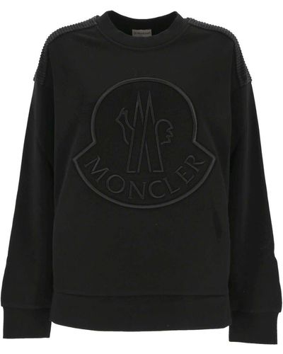 Moncler Logo Embroidered Crewneck Sweatshirt - Black