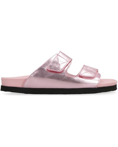 Palm Angels Leather Slides - Pink