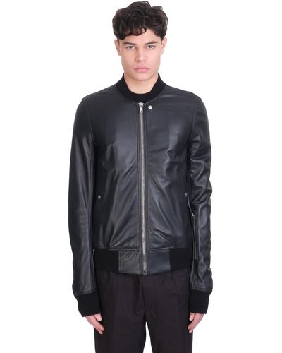 Rick Owens Leather Jacket In Black Leather