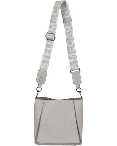 Stella McCartney Mini Crossbody Bag Embossed Grainy Mat W/Studded Logo - White