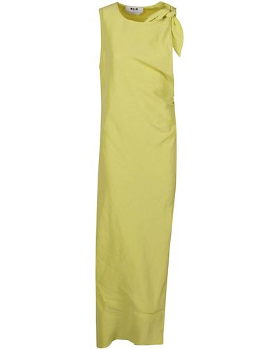 MSGM Side Slit Sleeveless Long Dress - Green