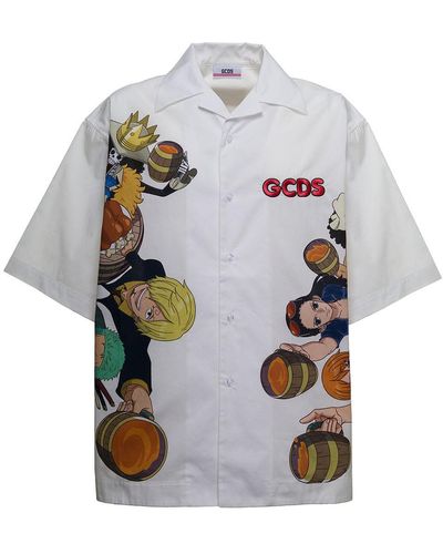Gcds One Piece Straw White Cotton Shirt - Multicolour