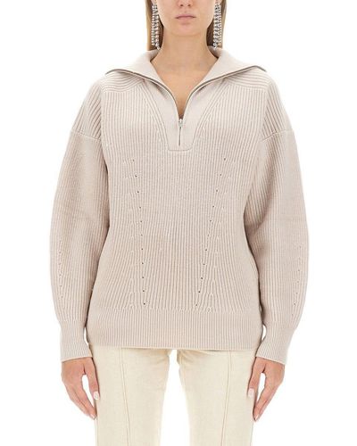 Isabel Marant Benny Half-zipped Knitted Sweater - White