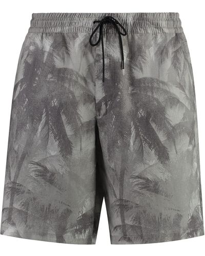 Emporio Armani Printed Cotton Bermuda Shorts - Grey