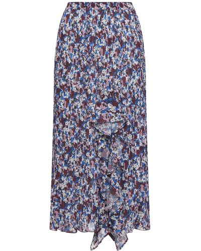 Ganni Floral-print Pleated Midi Skirt - Blue