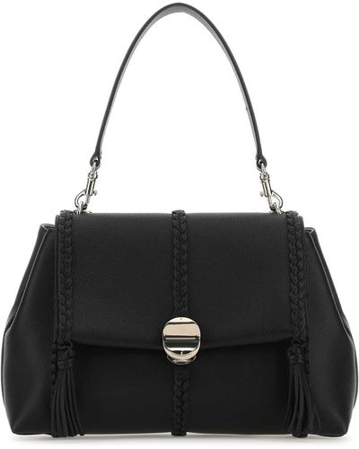 Chloé Leather Medium Penelope Handbag - Black
