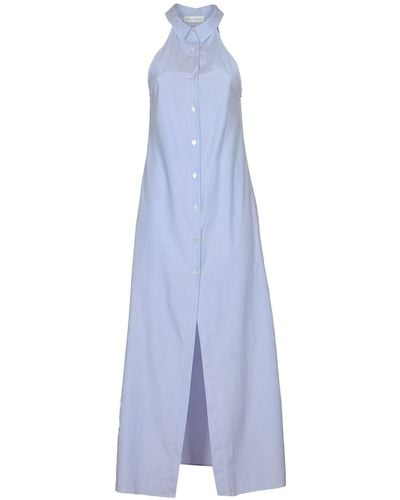 WEILI ZHENG Sleeveless Long Stripe Shirt Dress - Blue