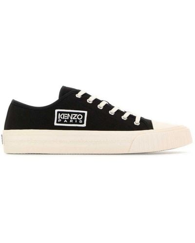 KENZO Logo Embroidered Low-Top Trainers - Black