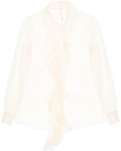 Dolce & Gabbana Silk Georgette Blouse With Ruffles - White