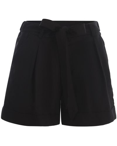 Pinko Shorts Primula Made Of Slub Linen - Black