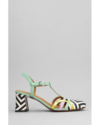 Chie Mihara Fendy Sandals In Green Leather - White