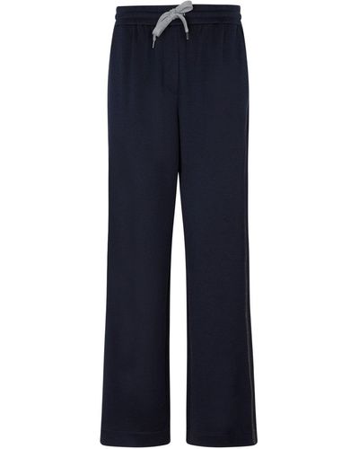 Brunello Cucinelli Drawstring Waistband Relaxed-Fit Trousers - Blue