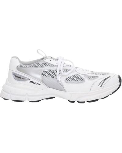 Axel Arigato 'marathon Runner' Silver And Sneakers Wth Logo In Leather Blend Man - White