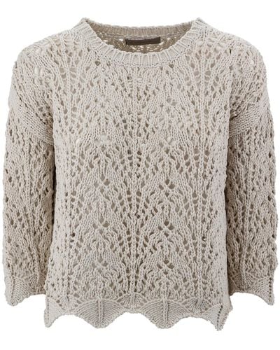 D.exterior Cotton Crewneck Sweater - White