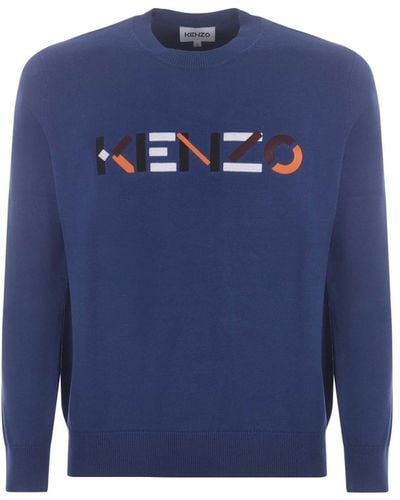 KENZO Cotton Logo Sweater - Blue