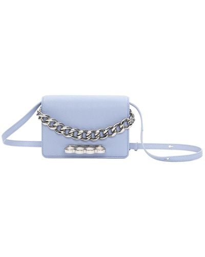 Alexander McQueen Lilac The Four Ring Mini Bag With Silver Chain - White