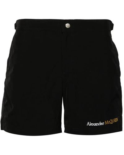 Alexander McQueen Swimwear With Two-Tone Logo - Black