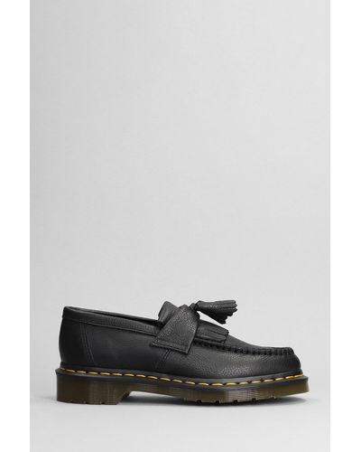 Dr. Martens Adrian Loafers In Black Leather - Grey