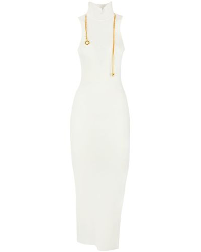 Elisabetta Franchi Knitted Dress With Pendants - White