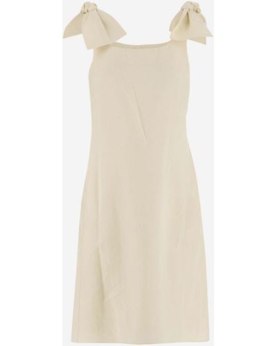 Chloé Linen Dress With Bows - Natural